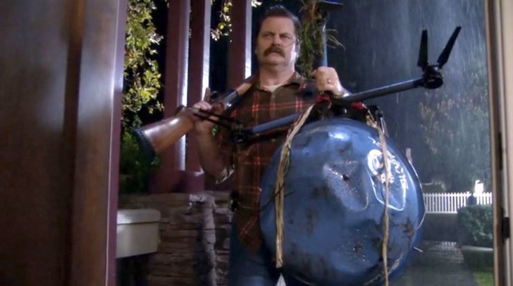 Ron Swanson - Parks & Recreation - Drone Hunting